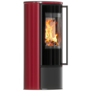 Piec wolnostojący Erik kafel bordowy, pokrywa z kafli z wylotem spalin fi 150 + dolot, moc 5,5kW