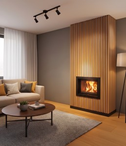 Kominek panoramiczny z ramą stalową czarną z wkładem EKO 11 kw z montażem Kraków 