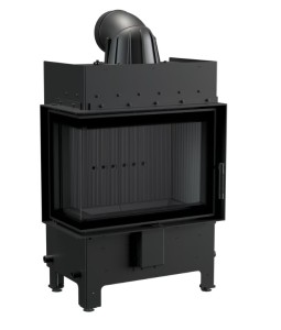 wkład kominkowy powietrzny stalowy Lucy 12 Slim NEW lewy z czarnym termotec + dolot, wylot fi 160, moc 8kW