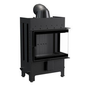 wkład kominkowy powietrzny stalowy Lucy 12 Slim NEW prawy z czarnym termotec + dolot, wylot fi 160, moc 8kW