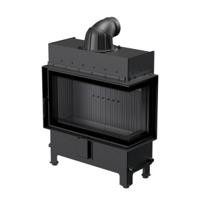 wkład kominkowy powietrzny stalowy Lucy 14 Slim NEW prawy z czarnym termotec + dolot, wylot fi 160, moc 10kW