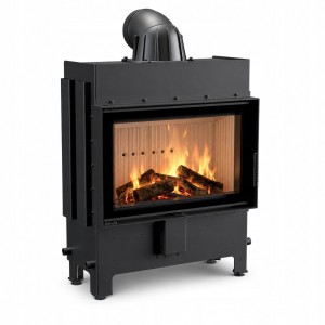 wkład kominkowy powietrzny stalowy Lucy 14 Slim NEW z termotec + dolot, wylot fi 160, moc 10kW