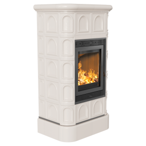 Piecyk wolnostojący kaflowy BLANKA stalowa z termotec + dolot, kafel kremowy, moc 8kW, wylot fi 160