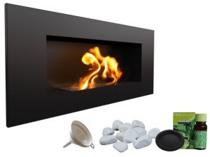 biokominek DELTA 2 czarny 400x900 z certyfikatem TÜV + akcesoria