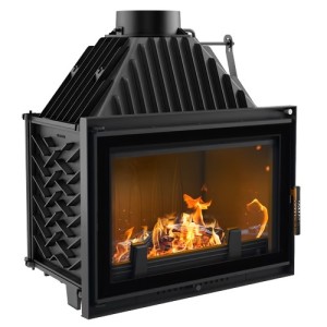 Wkład kominkowy powietrzny żeliwny z szybrem Oliwia DECO, moc 16kW, wylot fi 180