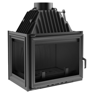 Wkład kominkowy powietrzny żeliwny z szybrem Zuzia lewy ze szprosem, wylot fi 200, moc 15kw
