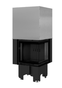 wkład kominkowy powietrzny stalowy VN 480/480 prawy BS gilotyna (szyby łączone bez szprosa) z czarnym termotec + dolot, moc 8kW, wylot fi 200
