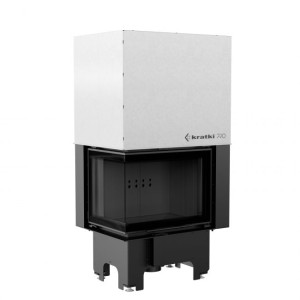 wkład kominkowy powietrzny stalowy VN 610/430 lewy  BS gilotyna (szyby łączone bez szprosa) z czarnym termotec + dolot, moc 9kW, wylot fi 200