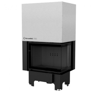 wkład kominkowy powietrzny stalowy VN 700/480 prawy BS gilotyna (szyby łączone bez szprosa) z czarnym termotec + dolot, moc 12kW, wylot fi 200