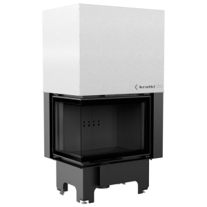 wkład kominkowy powietrzny stalowy VN 700/480 lewy BS gilotyna (szyby łączone bez szprosa) z czarnym termotec + dolot, moc 12kW, wylot fi200