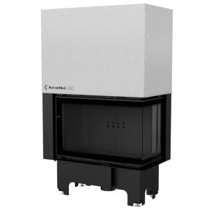 wkład kominkowy powietrzny stalowy VN 810/410 prawy BS gilotyna (szyby łączone bez szprosa) z czarnym termotec + dolot, moc 14kW, wylot fi 200