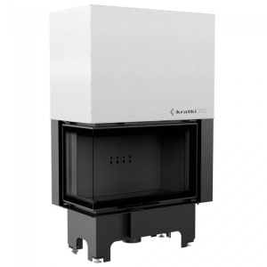wkład kominkowy powietrzny stalowy VN 810/410 lewy BS gilotyna (szyby łączone bez szprosa) z czarnym termotec + dolot, moc 14kW, wylot fi 200