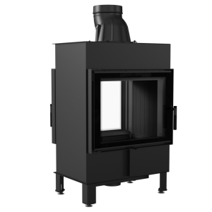 wkład kominkowy powietrzny stalowy LUCY 12 TUNEL z czarnym termotec + dolot, moc 12kW, wylot fi 200