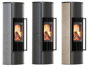 Piec wolnostojący Erik W Wysoki z termotec, ozdobna ceramika akumulacyjna z wylotem spalin fi 150 + dolot, moc 5,5kW