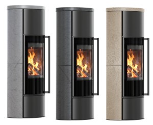 Piec wolnostojący Erik W Wysoki z czarnym termotec, ozdobna ceramika akumulacyjna, pokrywa ceramiczna z wylotem spalin fi 150 + dolot, moc 5,5kW