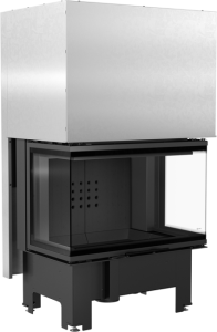 wkład kominkowy powietrzny stalowy NBC 800/400 lewy/prawy  BS gilotyna (szyby łączone bez szprosa) z czarnym termotec + dolot, moc 10 kW, wylot fi 200