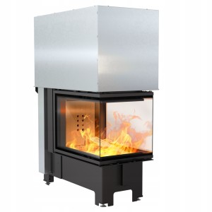 wkład kominkowy powietrzny stalowy NBU lewy/prawy  BS gilotyna (szyby łączone bez szprosa) z termotec + dolot, moc 11 kW, wylot fi 200