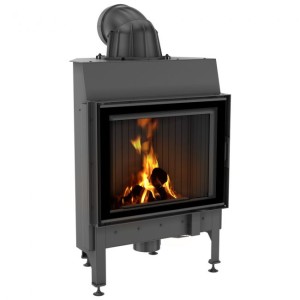 Wkład kominkowy powietrzny stalowy Nadia 10 z czarnym termotec + dolot, moc  10kW, wylot fi 200
