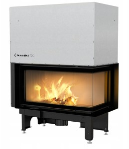 Wkład kominkowy stalowy NADIA 14 prawy BS gilotyna (szyby łączone bez szprosa) z termotec + dolot, moc 14kW, wylot fi 200