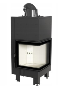 wkład kominkowy powietrzny stalowy MBN 8 prawy BS (szyby łączone bez szprosa) z termotec+ dolot, moc 8kW, wylot fi 200