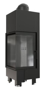 wkład kominkowy powietrzny stalowy MBN 680 lewy BS (szyby łączone bez szprosa) z czarnym termotec + dolot, moc 10kW, wylot fi 200