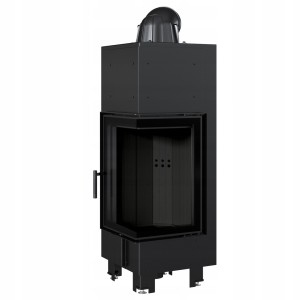 wkład kominkowy powietrzny stalowy MBN 680 prawy BS (szyby łączone bez szprosa) z czarnym termotec + dolot, moc 10kW, wylot fi 200