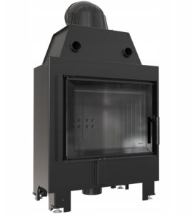 wkład kominkowy powietrzny stalowy MBM z czarnym termotec + dolot, moc 10kW, wylot fi 200