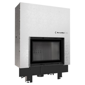 wkład kominkowy powietrzny stalowy MBM gilotyna z czarnym termotec + dolot, moc 10kW, wylot fi 200