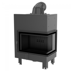wkład kominkowy MBM prawy BS (szyby łączone bez szprosa) z czarnym termotec + dolot, moc 10kW, wylot fi 200