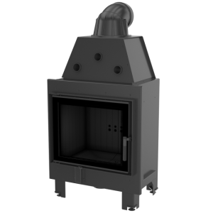 wkład kominkowy powietrzny stalowy MBZ z czarnym termotec + dolot, moc 13kW, wylot fi 200