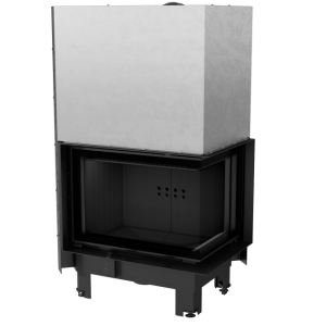wkład kominkowy powietrzny stalowy MBZ 13 prawy BS gilotyna (szyby łączone bez szprosa) z czarnym termotec + dolot, moc 13kW, wylot fi 200