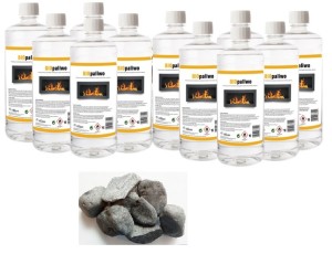 ZESTAW BIOPALIWO 11szt + kamyki szare