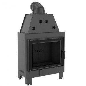 wkład kominkowy powietrzny stalowy MBA z czarnym termotec + dolot, moc 17kW, wylot fi 200 