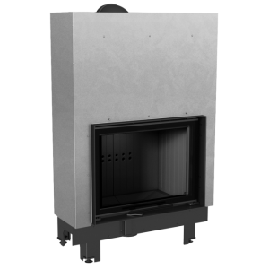 wkład kominkowy powietrzny stalowy MBA gilotyna z czarnym termotec + dolot, moc 17kW, wylot fi 200