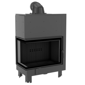 wkład kominkowy MBA lewy BS (szyby łączone bez szprosa) z czarnym termotec + dolot, moc 17kW, wylot fi 200 