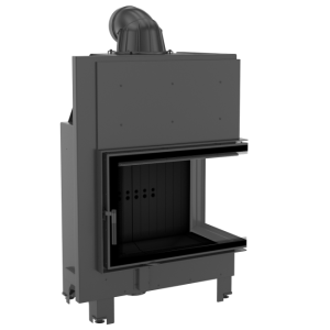wkład kominkowy MBA prawy BS (szyby łączone bez szprosa) z czarnym termotec + dolot, moc 17kW, wylot fi 200