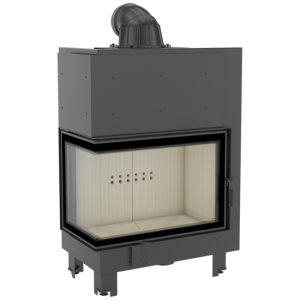 Wkład kominkowy powietrzny stalowy MBA lewy BS z termotec z szybą giętą + dolot, moc 17kW, wylot fi 200