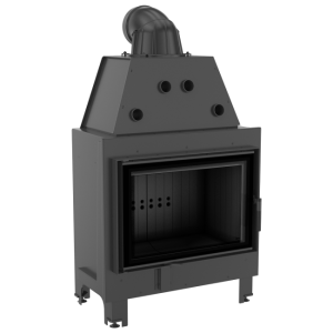 wkład kominkowy powietrzny stalowy MBO 15 z czarnym termotec + dolot, moc 15kW, wylot fi 200