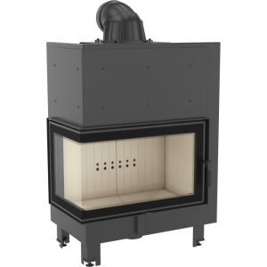 wkład kominkowy powietrzny stalowy MBO 15 lewy BS (szyby łączone bez szprosa) z termotec + dolot, moc 15kW, wylot fi 200