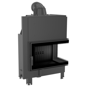 wkład kominkowy powietrzny stalowy MBO 15 prawy BS (szyby łączone bez szprosa) z czarnym termotec + dolot, moc  15kW, wylot fi 200
