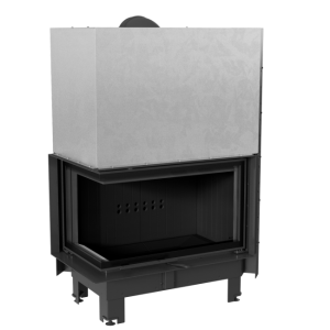 Wkład kominkowy powietrzny stalowy MBO gilotyna lewy BS z czarnym termotec z szybą giętą + dolot, moc 15kW, wylot fi 200