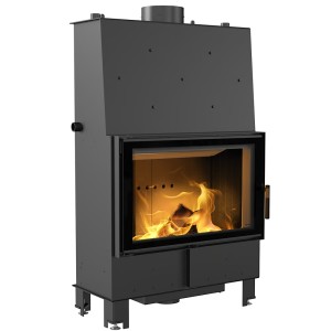 wkład kominkowy z płaszczem wodnym LUCY 16 z wężownicą i czarnym termotec + dolot, moc 16kW, wylot fi 200
