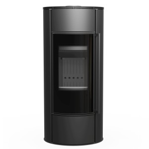 Piec wolnostojący Erik Aqua z płaszczem wodnym z czarnym termotec , wylot fi 150 + dolot, moc 10kW, wylot fi 150 