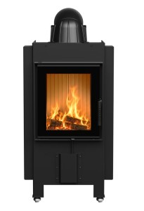 Wkład kominkowy powietrzny stalowy LAWA z czarnym termotec, dolotem, wylot fi 200, moc 9 kW