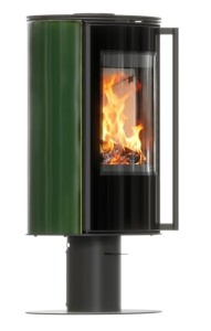 Piec wolnostojący Erik noga kafel zielony, z termotec z wylotem spalin fi 150 + dolot, moc 5,5kW