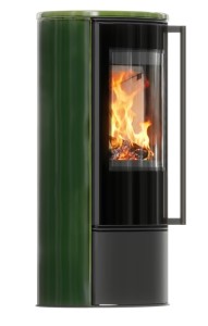 Piec wolnostojący Erik kafel zielony, pokrywa z kafli z wylotem spalin fi 150 + dolot, moc 5,5kW
