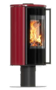Piec wolnostojący Erik noga obrotowa kafel bordowy, pokrywa z kafli, z termotec z wylotem spalin fi 150 + dolot, moc 5,5kW