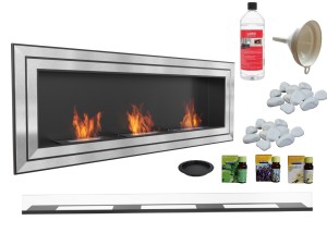 biokominek JULIET 1800x650 z trzema biowkładkami z certyfikatem TÜV z szybą + aromaterapia