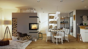 wkład kominkowy powietrzny stalowy VN 610/430 prawy  BS gilotyna (szyby łączone bez szprosa) z termotec + dolot, moc  3,5-11 kW 