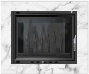 Kominek - zestaw - wkład z płaszczem wodnym EKO 8 kw z ramą marmurową Akwen białą 